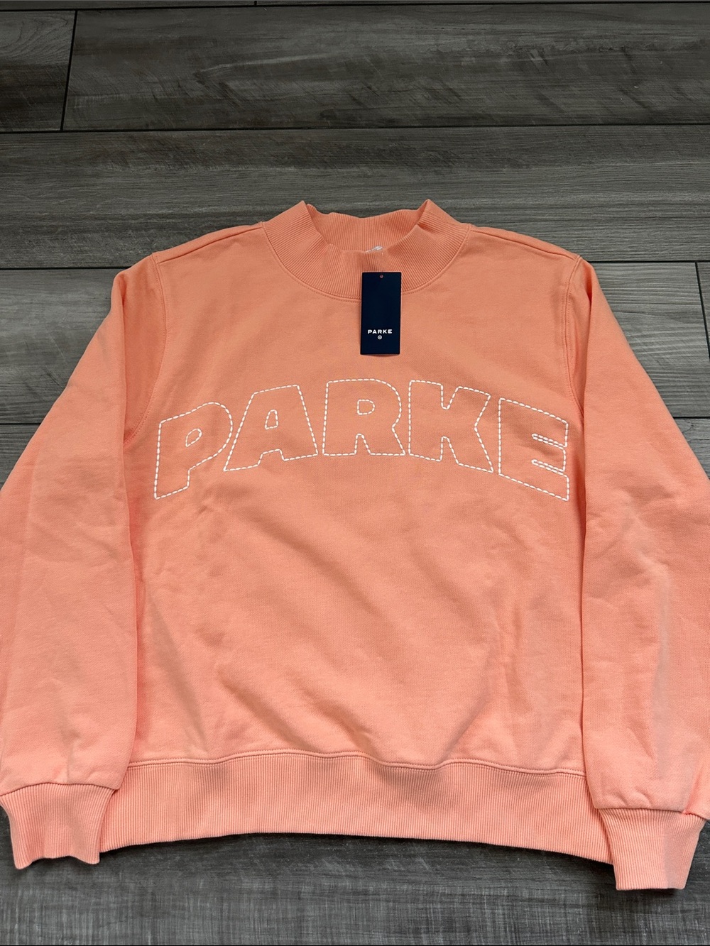 Parker Men's Peach Crewneck Sweatshirt with Stitched Logo NWT
